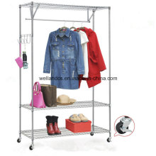 DIY Space Save Steel Clothes Wardrobe Rack with Wheels